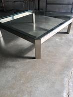 Grote Vintage retro Chrome salontafel bijzettafel 120x120, Huis en Inrichting, Ophalen, Gebruikt