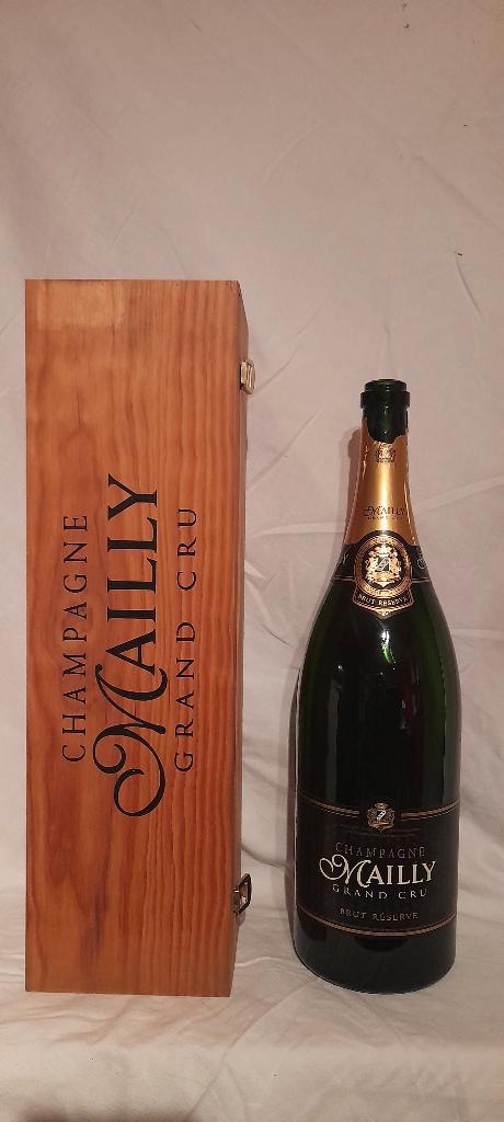 Champagnefles Jeroboam 300cl(leeg) + kist Champagne Mailly, Collections, Vins, Utilisé, Champagne, France, Enlèvement