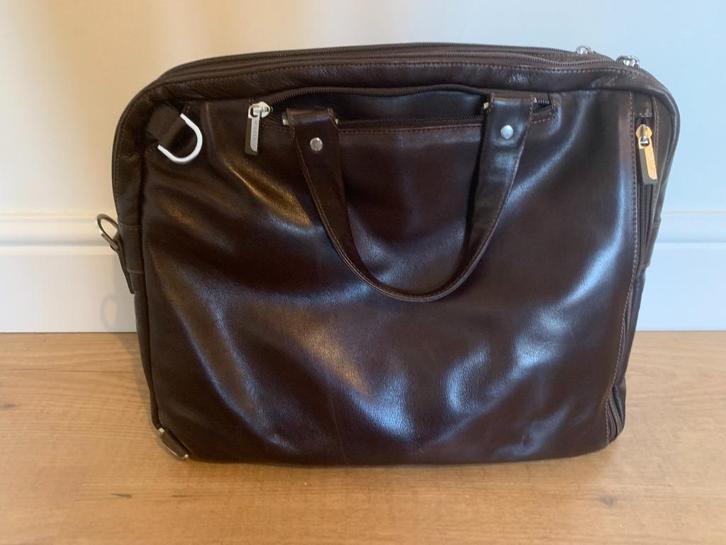 Aktetas Arthur&Aston leder, Handtassen en Accessoires, Tassen | Schoudertassen, Zo goed als nieuw, Overige merken, Bruin, Leer