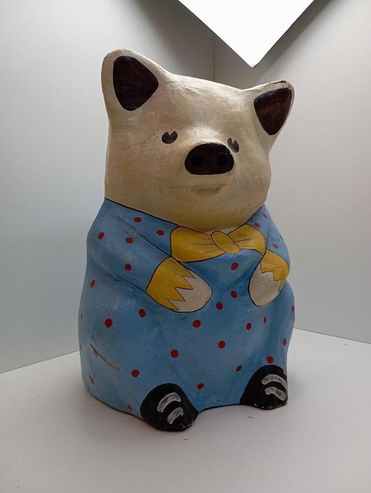 statue ancienne cochon en papier mâché 48 cm années 1950-60, Antiquités & Art, Curiosités & Brocante, Enlèvement ou Envoi