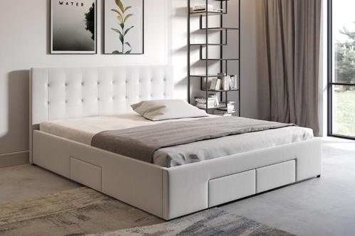 Meubella bed + matras!, Huis en Inrichting, Slaapkamer | Bedden, Zo goed als nieuw, Tweepersoons, 180 cm, 200 cm, Crème, Ophalen