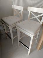 2 barkrukken met rugleuning, wit, 63 cm, INGOLF Ikea, Huis en Inrichting, Ophalen, Gebruikt