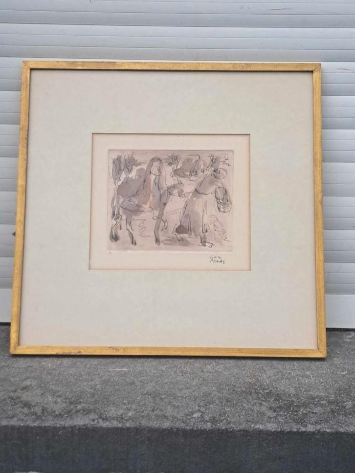 eau forte signe ger maas, Antiquités & Art, Art | Eaux-fortes & Gravures, Enlèvement ou Envoi