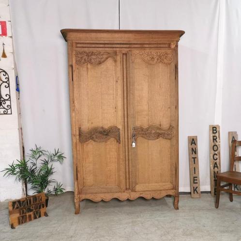 Antieke Bruidskast in BLANK eiken hout H 228 B 136 D 61, Antiek en Kunst, Curiosa en Brocante, Ophalen