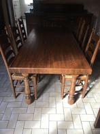 Zware eiken tafel met bijpassende stoelen, Chêne, Rectangulaire, Landelijk, 50 à 100 cm