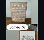 Mooi houten kader met tekst hond en tegeltje spreuk samen 7€, Ophalen of Verzenden, Nieuw