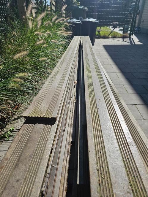 Terrasplanken hardhout met antislip, Tuin en Terras, Palen, Balken en Planken, Gebruikt, Planken, 180 tot 250 cm, Hardhout, Ophalen