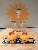 Ricard glazen met zon 6st en 2 stenen kannetjes 15 CL, Verzamelen, Ophalen of Verzenden, Nieuw, Waterglas