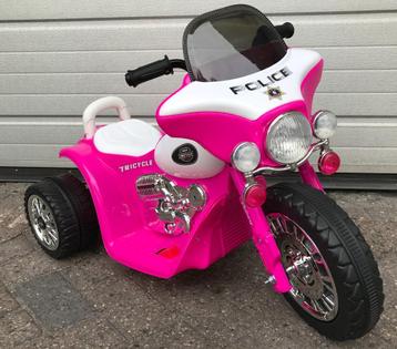 Elektrische kindermotor Harley Politiemotor look 6v roze