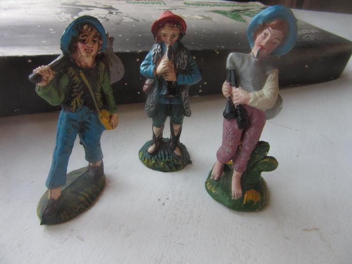 Retro kerstbeeldjes/ houten figuurtjes prikkers, Diversen, Kerst, Ophalen of Verzenden