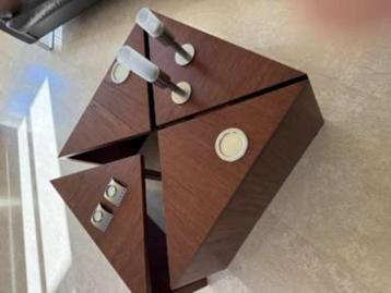 Salontafel Bubbinga hout met RVS poot beschikbaar voor biedingen