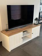 Witte landelijke tv-kast met houtlook accent, Huis en Inrichting, Kasten |Televisiemeubels, Ophalen, Gebruikt