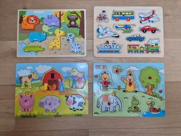 4 houten inlegpuzzels beschikbaar voor biedingen