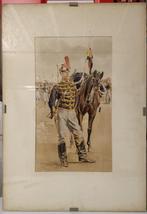 Dessin d'un cavalier du 3ieme lancier belge pré ww1, Collections, Photo ou Poster, Armée de terre, Enlèvement ou Envoi