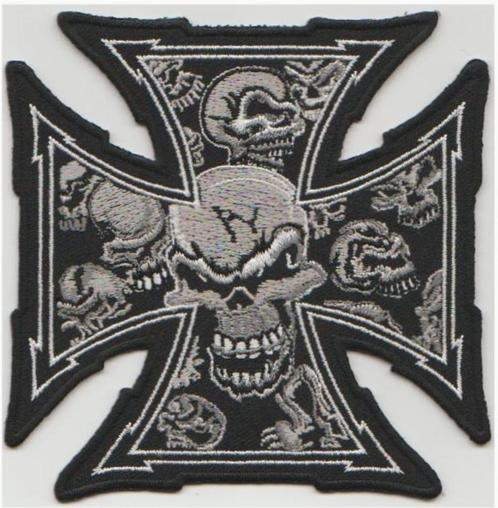 Iron Cross Skull stoffen opstrijk patch embleem #11, Motos, Accessoires | Autre, Neuf, Envoi