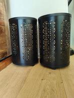 2x Windlicht/kandelaar metaal zwart & goud 35cm x 22cm Ikea, 25 tot 50 cm, Zwart, Ophalen of Verzenden, Zo goed als nieuw