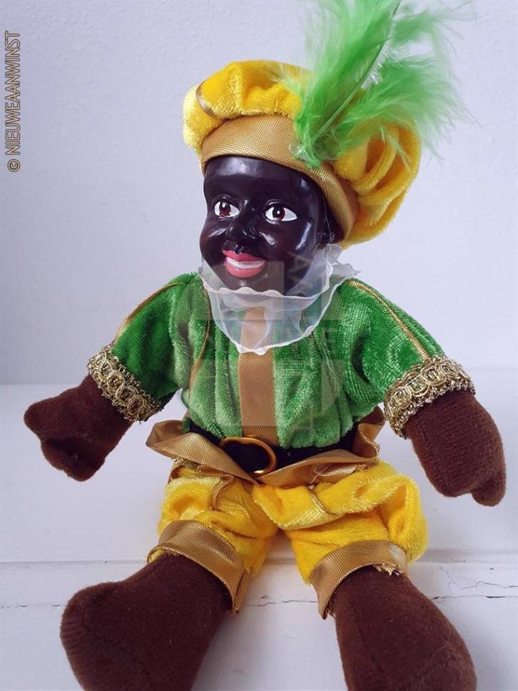 Authentieke etalage zwarte Piet pop - 25cm, groen/geel, Diversen, Sinterklaas, Verzenden