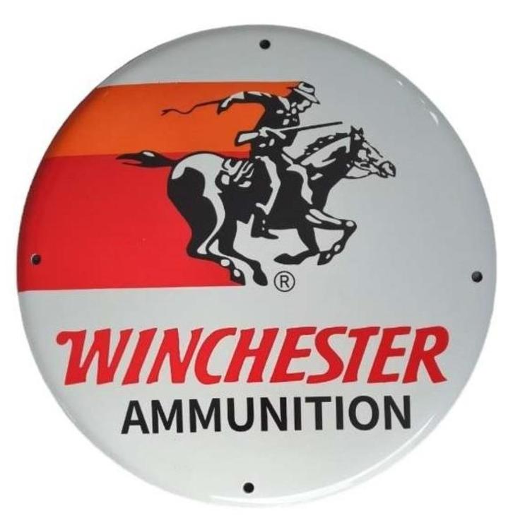 Winchester ammunition emaille bord mancave garage borden, Verzamelen, Merken en Reclamevoorwerpen, Gebruikt, Reclamebord, Ophalen of Verzenden