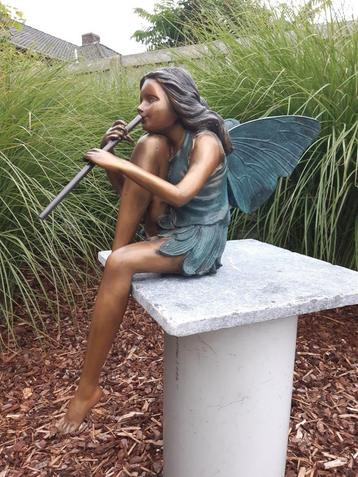 Bronzen elfje / fee 60 cm h, ruime keuze bronzen tuinbeelden beschikbaar voor biedingen