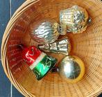 Vintage kerstballen, kerstornamenten, ajeko, klokje, walnoot, Diversen, Ophalen of Verzenden