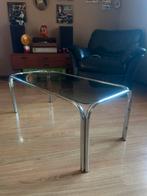 Vintage chromen salontafel met rookglas – 100  45 cm, Huis en Inrichting, Tafels | Salontafels, Ophalen, Minder dan 50 cm, Gebruikt