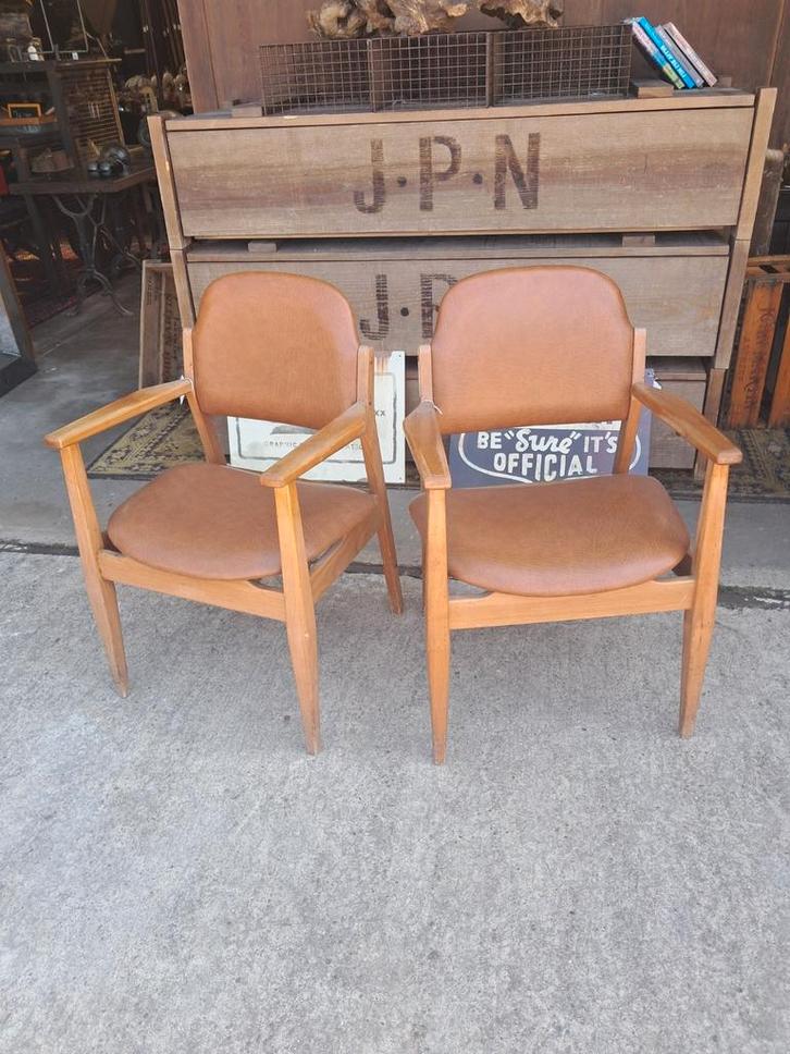 vintage houten stoelen, Huis en Inrichting, Stoelen, Gebruikt, Hout, Bruin, Ophalen