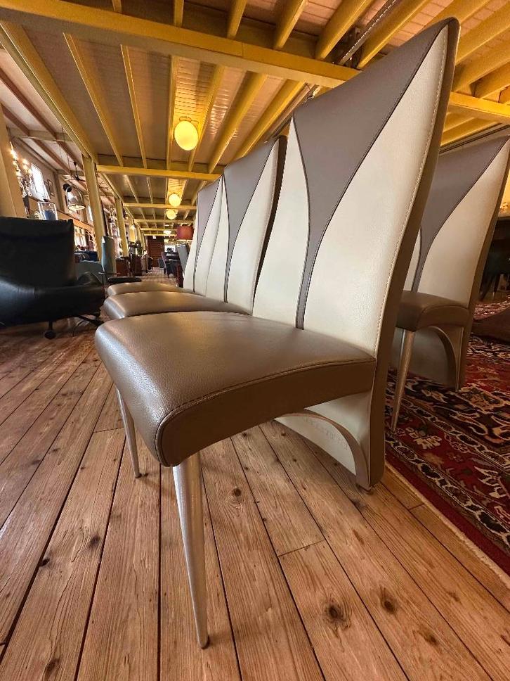 Set van 6 Formentie eetkamerstoelen, Huis en Inrichting, Stoelen, Zo goed als nieuw, Vijf, Zes of meer stoelen, Leer, Metaal, Overige kleuren