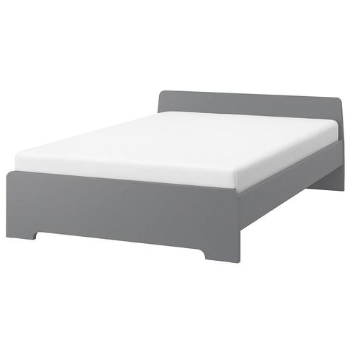 Bedframe, lichtgrijs, 140x200 cm, Huis en Inrichting, Slaapkamer | Bedden, Zo goed als nieuw, Grijs, Ophalen
