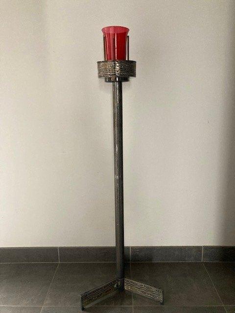 Verzilverde godslamp kerk (118 cm), Antiek en Kunst, Antiek | Religieuze voorwerpen, Ophalen