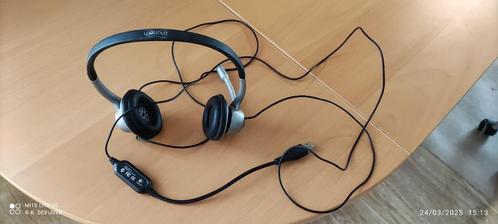 Logitech USB Headset 250, Computers en Software, Headsets, Gebruikt, On-ear, Bedraad, Inklapbare microfoon, Verzenden