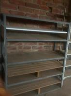Metalen stellingkast rek met schabben in hout, etagere, Ophalen, Gebruikt