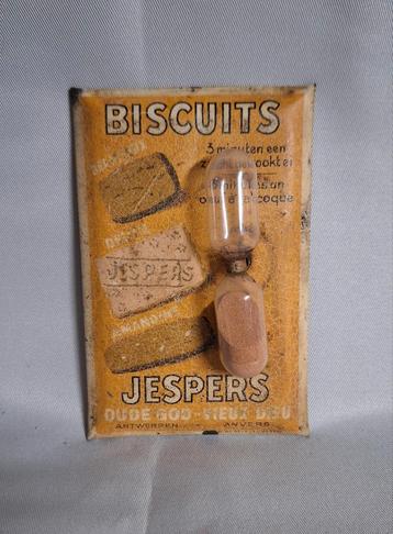 Blik reclame zandloper Biscuits Jespers Antwerpen 