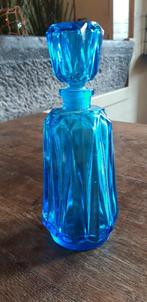 Vintage Boho blauwe facetgeslepen parfumfles, Antiek en Kunst, Antiek | Glaswerk en Kristal, Ophalen of Verzenden