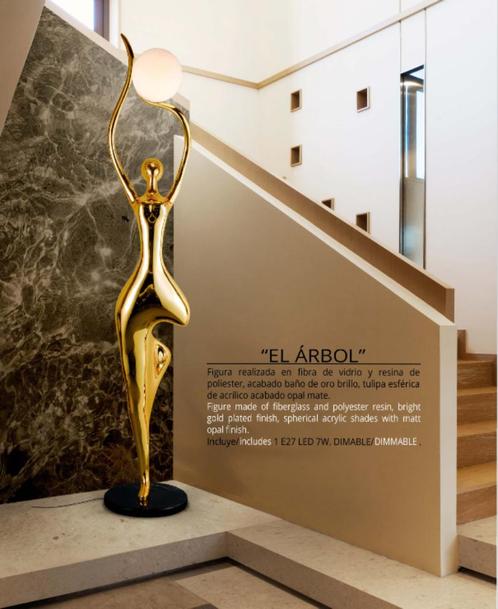 EXCLUSIEF XL DESIGN VLOERLAMP ELARBOL BEELD MET LED LAMP, Antiquités & Art, Art | Objets design, Enlèvement