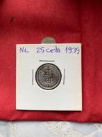 Nederland 25 cent 1939 zilver, Zilver, Ophalen of Verzenden, 25 cent