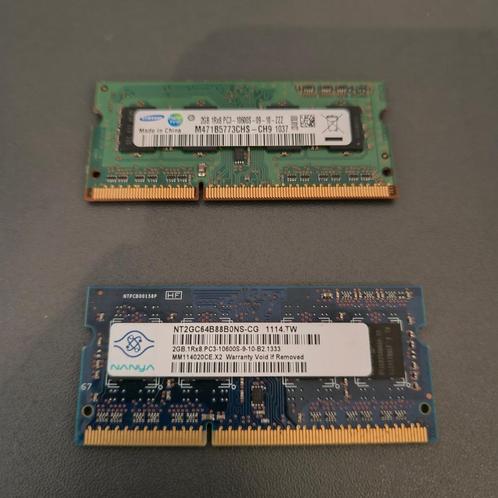 2x 2GB DDR3 Laptop RAM Geheugen, Computers en Software, RAM geheugen, Gebruikt, Laptop, DDR3, Ophalen of Verzenden