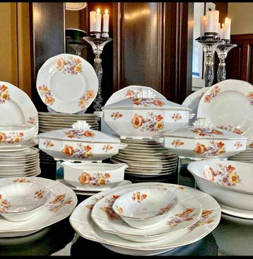 99 pc Bohème Antique splendide service dîner dessert café, Antiquités & Art, Enlèvement