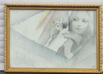 Lithographie femme au chat signe pol mara, Antiek en Kunst, Ophalen of Verzenden