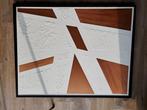 Abstract modern acryl canvas - 70*90cm - goud/wit relief, Ophalen