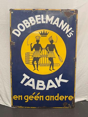 Emaille Oud Geleefd Dobbelmann’s Tabak Bord ( mega groot ) beschikbaar voor biedingen