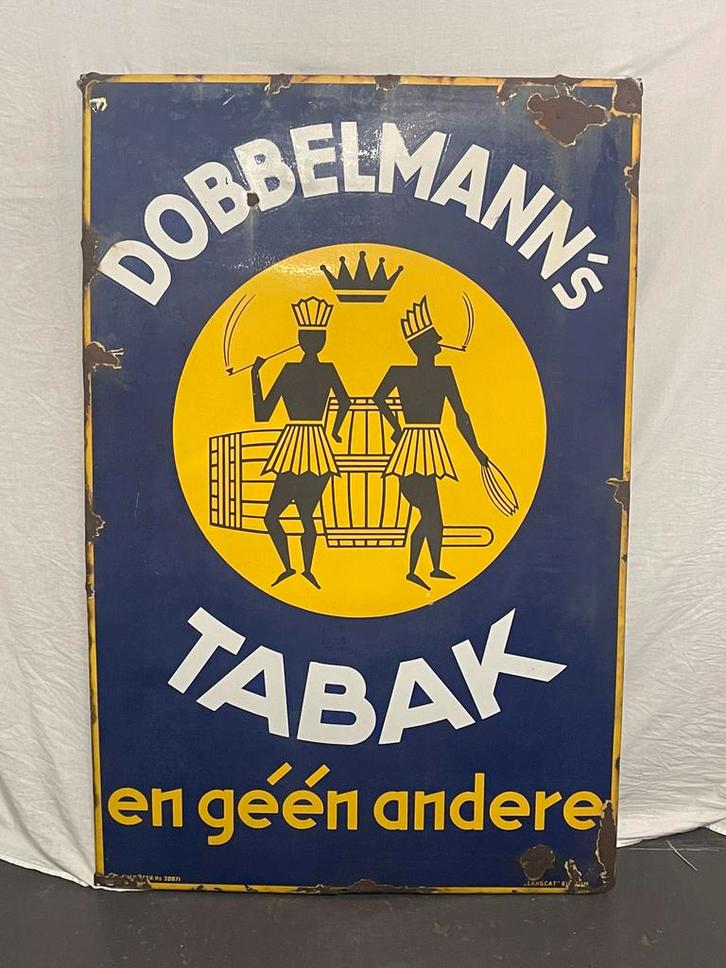 Emaille Oud Geleefd Dobbelmann’s Tabak Bord ( mega groot ), Verzamelen, Merken en Reclamevoorwerpen, Ophalen