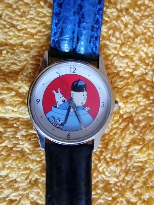 Montre adulte originale Tintin Citime "Lotus Bleu" 1994, Handtassen en Accessoires, Horloges | Heren, Polshorloge, Leer, Verzenden