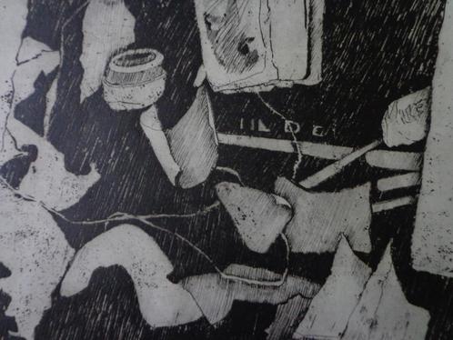 ets abstracte compositie Ellen Ten Kroode uit 1985, Antiquités & Art, Art | Eaux-fortes & Gravures, Enlèvement ou Envoi