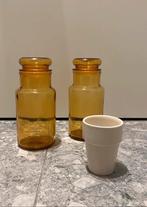 Set van 2 vintage amberkleurige glazen apothekersmaren, Antiek en Kunst, Ophalen of Verzenden