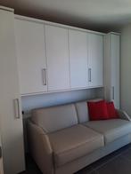 kasten en sofabed, Huis en Inrichting, Slaapkamer | Complete slaapkamers, Ophalen, Gebruikt, Twijfelaar, Wit gelakt hout. Kasten met legplanken en kleding baar