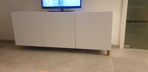 wit tv-meubel met eiken poten 180x75x41.50cm perfekte staat, Huis en Inrichting, Kasten |Televisiemeubels, Zo goed als nieuw, Minder dan 100 cm