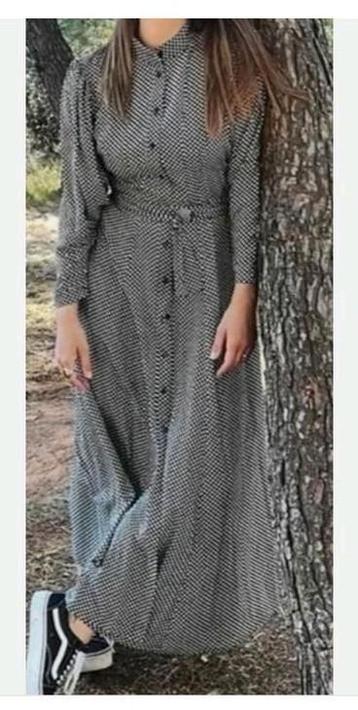 Zwarte jurk met witte stippen, maxi, XL, Kleding | Dames, Zwart, Maat 46/48 (XL) of groter, Ophalen of Verzenden, Zo goed als nieuw