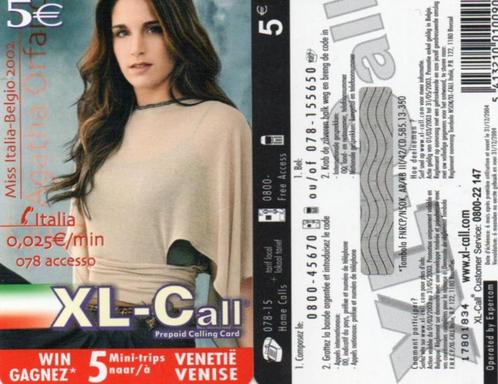 Miss Italie-Belgio 2002 - Agatha Orfano, Verzamelen, Telefoonkaarten, Ophalen of Verzenden