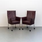 ACTIE!! 50x Montis Chaplin Stoel Aubergine Leer - Grijs/Wiel, Huis en Inrichting, Ophalen of Verzenden, Zo goed als nieuw, Leer