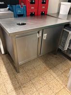 Inox werkbank met afval opening en kast, Ophalen, Gebruikt, Inox Meubilair